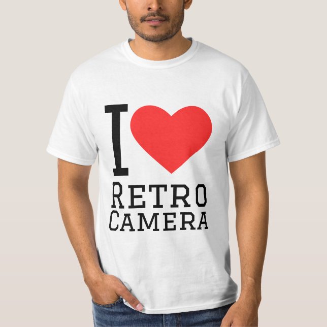 Camiseta Eu amo câmera retrô (Frente)