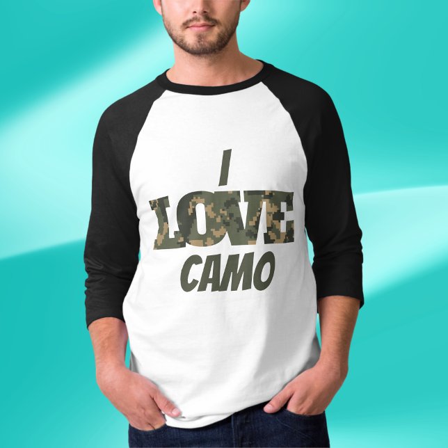Camiseta Eu Amo Camouflage Verde Brown | (Criador carregado)