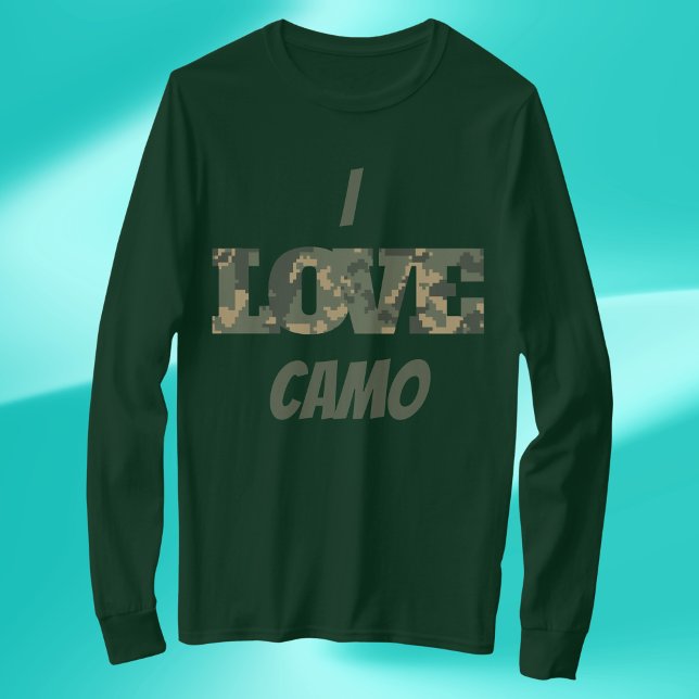 Camiseta Eu Amo Camouflage Verde Brown | (Criador carregado)