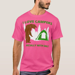 Camiseta Eu Amo Campos Engraçado Urso Sarcástico Acampando