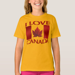 Camiseta Eu Amo Canadá Orgânica Menina Camiseta Ca