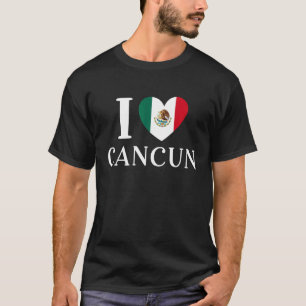Camiseta Eu Amo Cancun Heart Mexico Flag 1