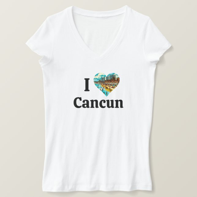 Camiseta Eu Amo Cancun, México (Frente do Design)
