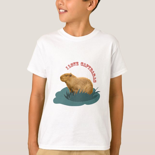 Camiseta Eu Amo Capivaras Amante de Capivara Fofa (Frente)