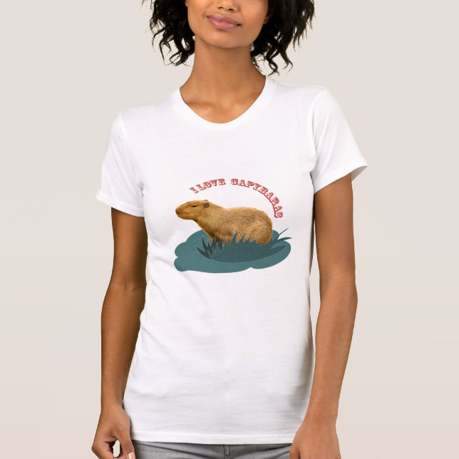 Camiseta Eu Amo Capivaras Amante de Capivara Fofa (Frente)