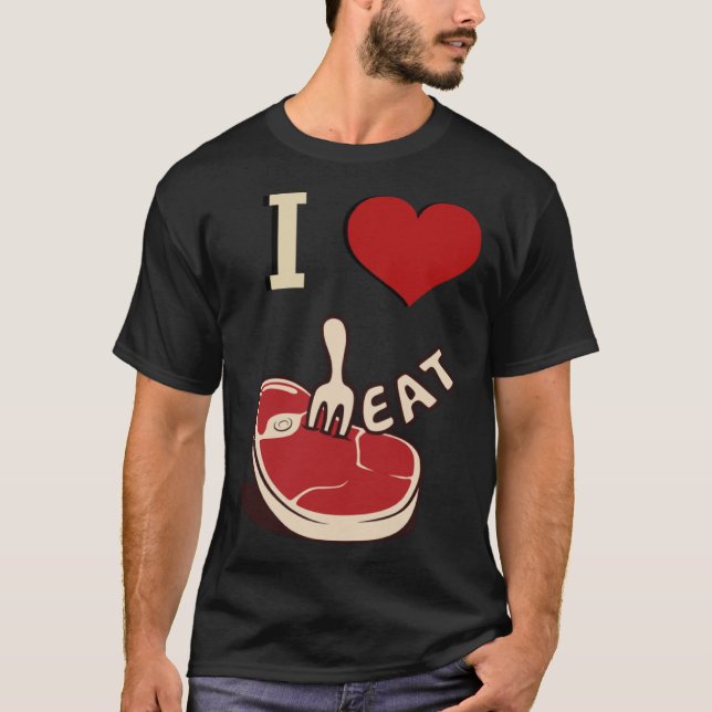 Camiseta Eu Amo Carne Meathead Proteína Comida Keto (Frente)