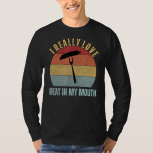 Camiseta Eu Amo Carne Na Minha Boca Humor Adulto Engraçado 