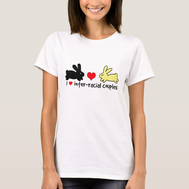 Camiseta Eu amo casais inter-raciais - amarelo e preto (Frente)