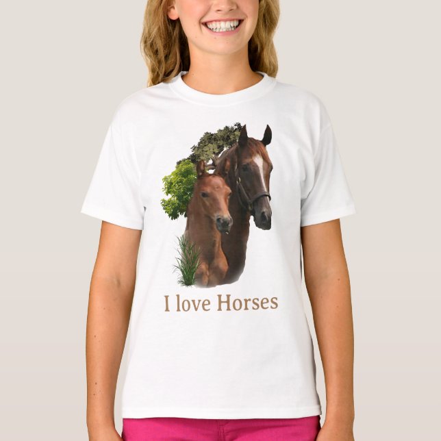 Camiseta Eu amo Cavalos (Frente)