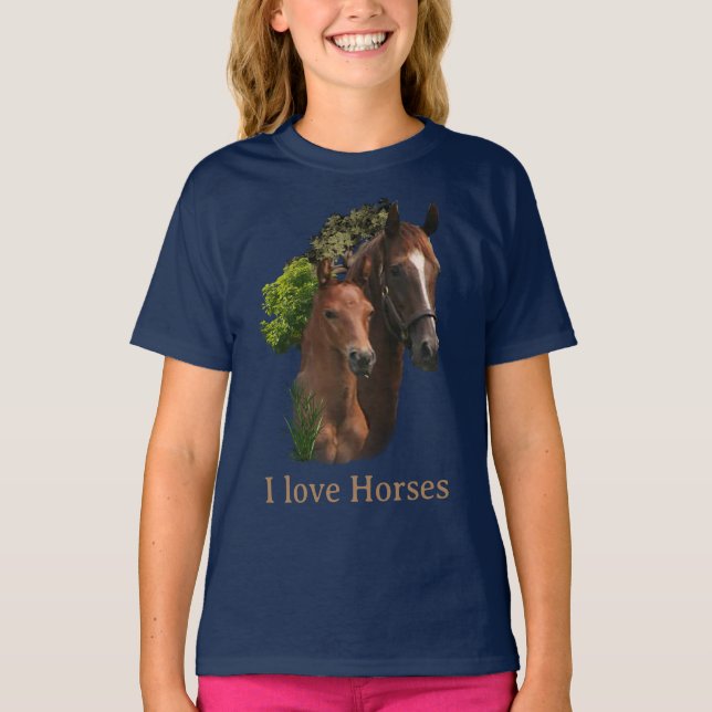 Camiseta Eu amo Cavalos (Frente)