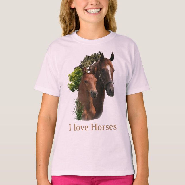 Camiseta Eu amo Cavalos (Frente)