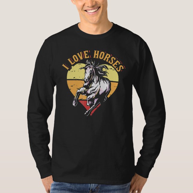 Camiseta Eu Amo Cavalos Enredados De Cavalos De Coração (Frente)