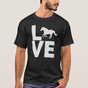 Camiseta Eu Amo Cavalos Olhar Vintage Silhueta Cavalos