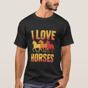 Camiseta Eu Amo Cavalos Silhueta Colorida Galopando