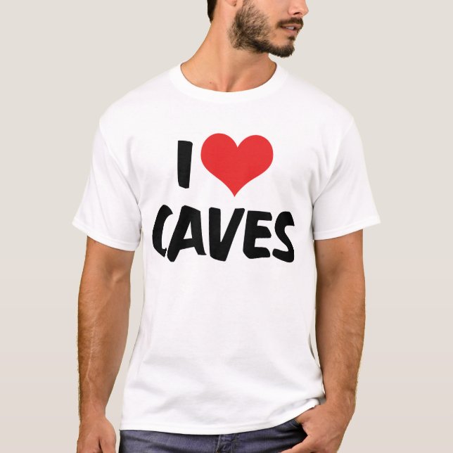 Camiseta Eu Amo Cavernas do Coração - Exploração de Caverna (Frente)