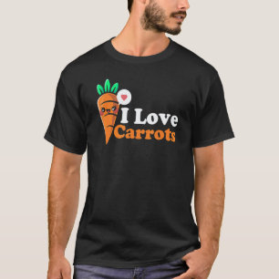 Camiseta Eu Amo Cenouras Comida Vegana à Base de Plantas Ve