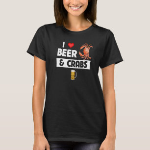 Camiseta Eu amo cerveja e caranguejos Bebendos mar oceânico