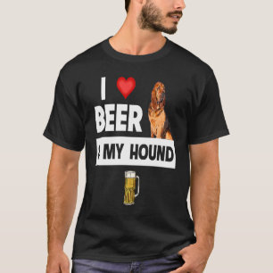 Camiseta Eu Amo Cerveja e Meu Cachorro de Caça Bloodhound M