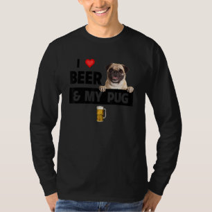 Camiseta Eu Amo Cerveja E Meu Pug Mãe Pai Cachorro Bebendo 