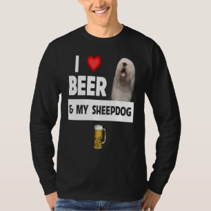 Camiseta Eu amo cerveja e meu velho cão-pastor inglês Dr. P