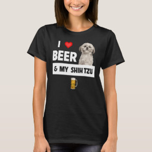 Camiseta Eu Amo Cerveja E Minha Mãe Shh Tzu Pai Bebendo Cac
