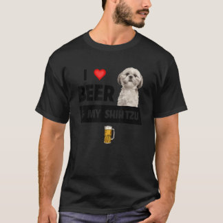 Camiseta Eu Amo Cerveja E Minha Mãe Shh Tzu Pai Bebendo Cac