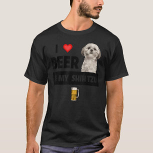 Camiseta Eu Amo Cerveja E Minha Mãe Shh Tzu Pai Bebendo Cac