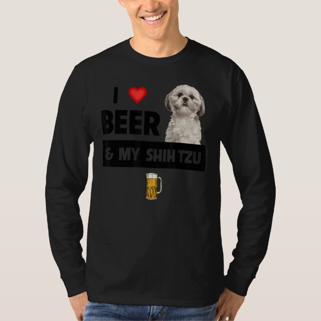 Camiseta Eu Amo Cerveja E Minha Mãe Shh Tzu Pai Bebendo Cac (Frente)