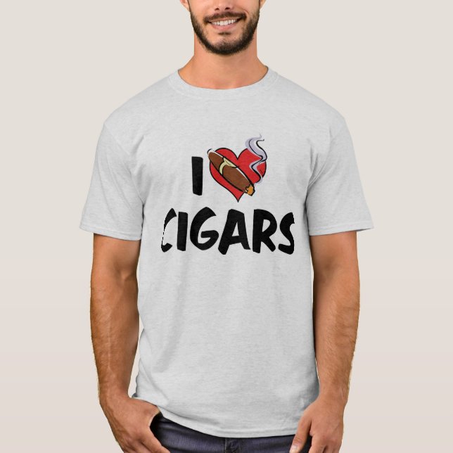 Camiseta Eu Amo Charuto Coração - Fumante de Tabaco (Frente)