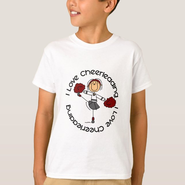 Camiseta Eu amo Cheerleading a figura cheerleader da vara (Frente)