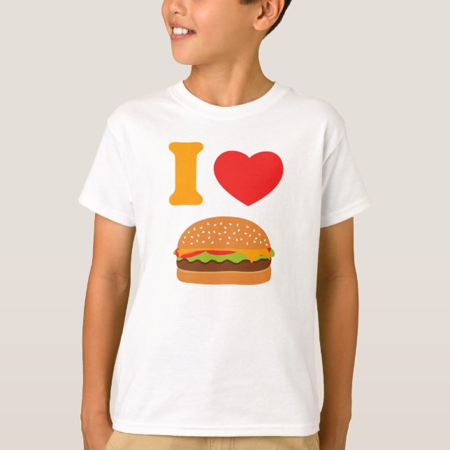 Camiseta Eu amo cheeseburgers (Frente)