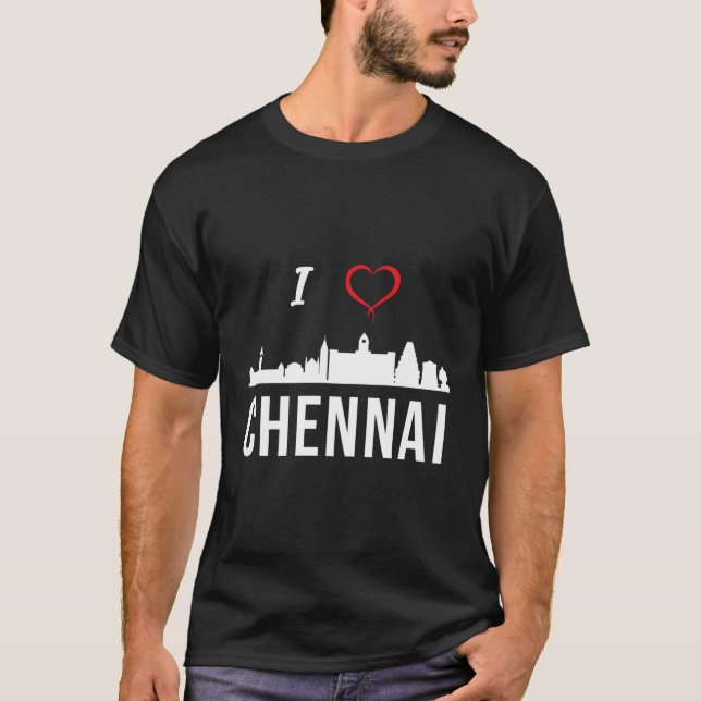 Camiseta Eu Amo Chennai Madras Tamil Tamilnadu (Frente)