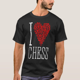 Camiseta Eu Amo Chess Heart Player Master Coach Pieds Mosa