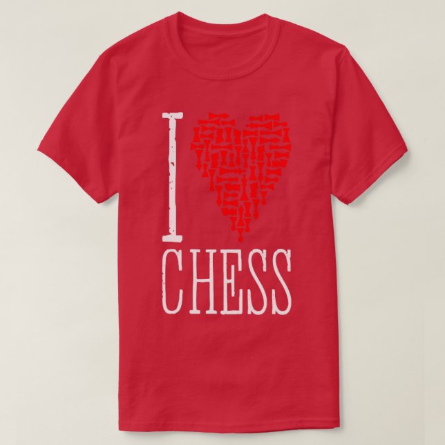 Camiseta Eu Amo Chess Heart Player Master Coach Pieds Mosa (Frente do Design)