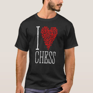 Camiseta Eu Amo Chess Heart Player Master Coach Pieds Mosa