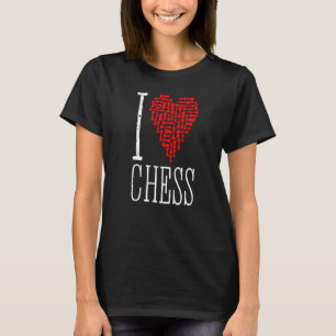 Camiseta Eu Amo Chess Heart Player Master Coach Pieds Mosa
