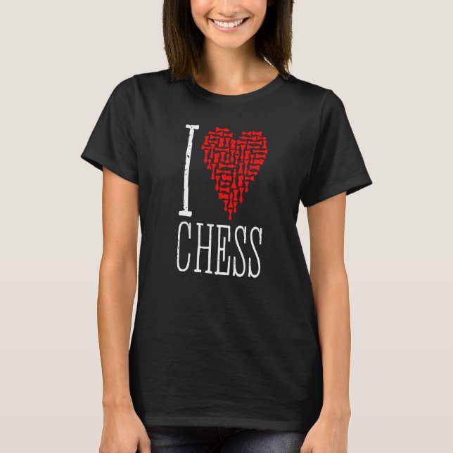Camiseta Eu Amo Chess Heart Player Master Coach Pieds Mosa (Frente)