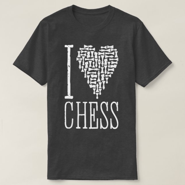 Camiseta Eu Amo Chess Heart Player Master Coach Pieds Mosa (Frente do Design)
