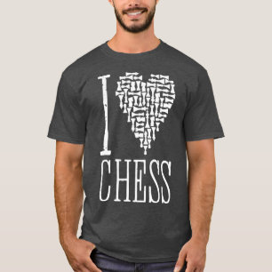 Camiseta Eu Amo Chess Heart Player Master Coach Pieds Mosa