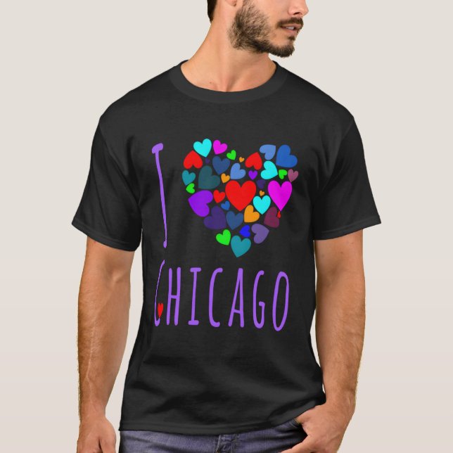 Camiseta Eu Amo Chicago, Cidade De Chicago (Frente)