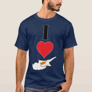 Camiseta Eu Amo Chipre Vertical I Heart Country Flag Map