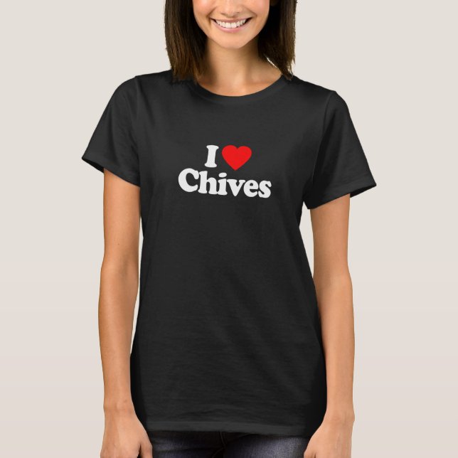 Camiseta Eu Amo Chives Hearny Engraçado (Frente)