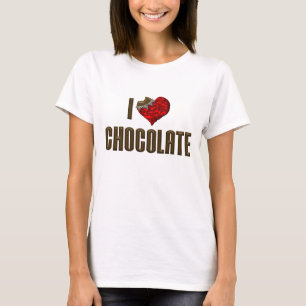 Camiseta Eu Amo Chocolate Coração - Barra de Chocolate Aman