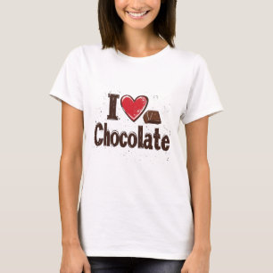 Camiseta Eu Amo Chocolate – Design de Doce Tratamento