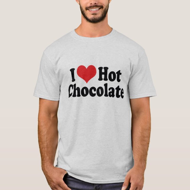 Camiseta Eu Amo Chocolate Quente Coração - Amantes De Cacau (Frente)