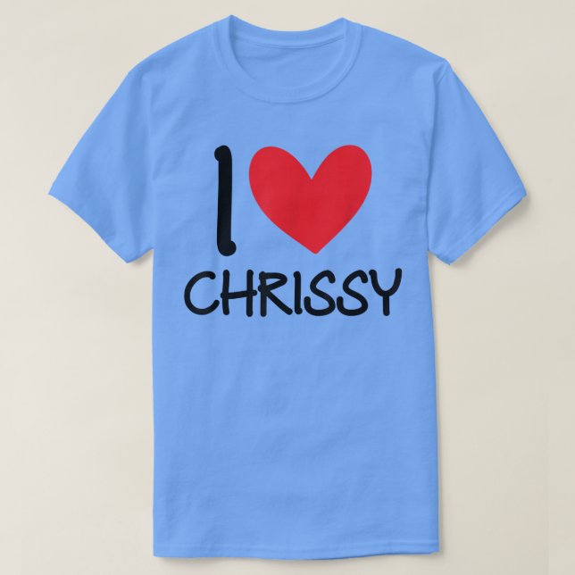 Camiseta Eu Amo Chrissy Name Personalizado Rapariga BFF Fr (Frente do Design)