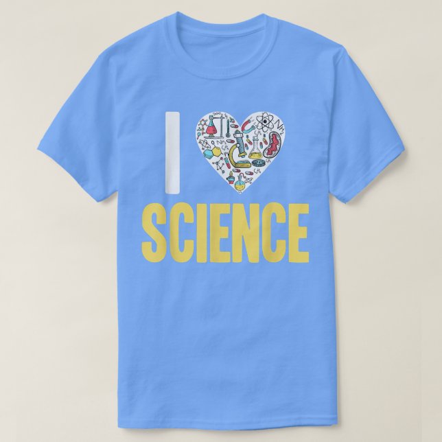 Camiseta Eu Amo Ciência Engraçada Sobre Ciência Atom Estuda (Frente do Design)