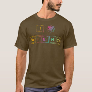 Camiseta EU AMO CIÊNCIA escrita em Elementos de Mesa Periód