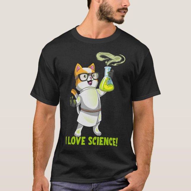 Camiseta Eu Amo Ciência Química Gato Catita Pawsitive (Frente)