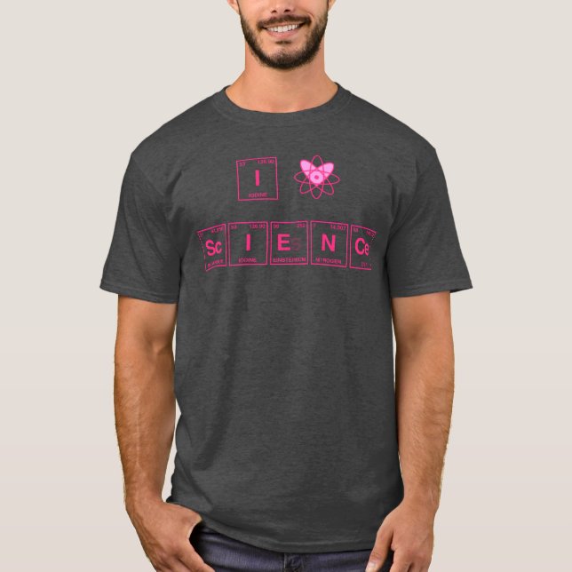 Camiseta EU AMO CIÊNCIA Tabela Periódica de Elementos (Frente)